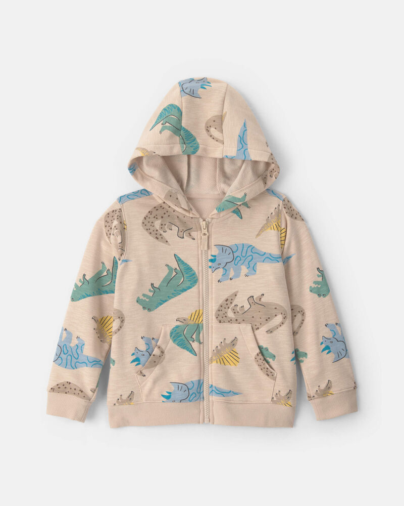 Toddler Boy Dinosaur French Terry Zip-Up Hoodie, image 1 of 3 slides