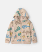 Toddler Boy Dinosaur French Terry Zip-Up Hoodie, image 1 of 3 slides