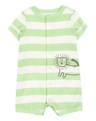 Baby Lion Striped Snap-Up Romper, image 1 of 3 slides