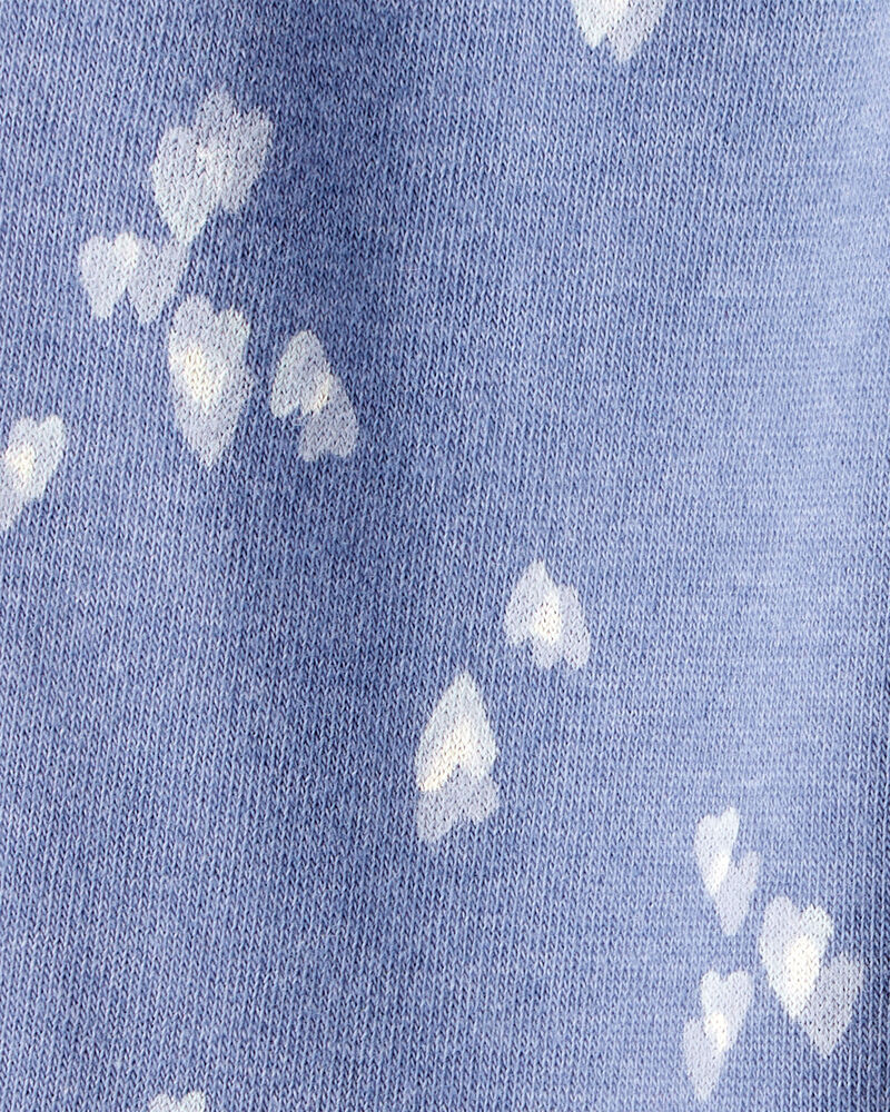 Baby Girl Heart Print French Terry Drawstring Joggers - Blue, image 3 of 4 slides