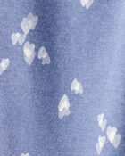 Baby Girl Heart Print French Terry Drawstring Joggers - Blue, image 3 of 4 slides