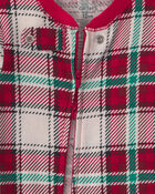 Baby 1-Piece Christmas Plaid 2-Way Zip 100% Cotton Snug Fit Footed Pyjama - Red/Green, image 3 of 5 slides