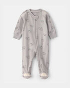 Baby Sheep 100% Cotton 2-Way Zip Sleeper - Grey, image 1 of 5 slides