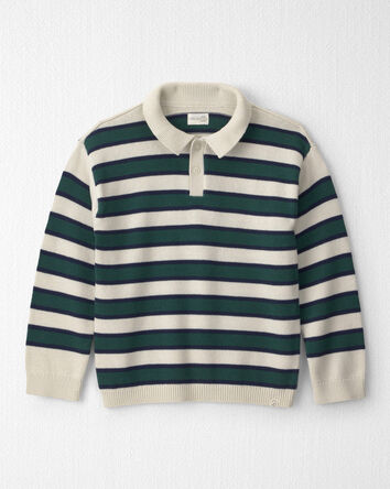 Boys Organic Cotton Sweater Knit Polo in Stripes, 
