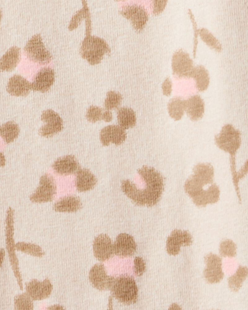 Toddler Girl Bow Floral French Terry Sweatshirt & Pant Set - Beige, image 2 of 4 slides