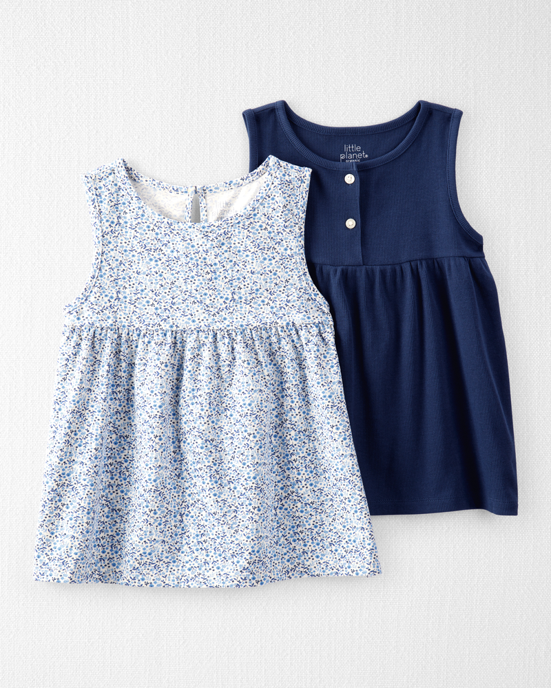 Kid 2-Pack Organic Cotton Knit Tanks, image 1 of 5 slides