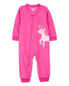 Baby 1-Piece Unicorn Fleece Footless Pyjamas, image 1 of 4 slides
