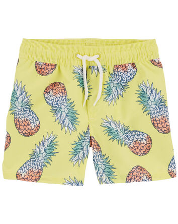 Pineapple Print Swim Trunks, 