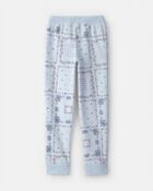 Filles - Pantalon de jogging en tricot avec cordon de serrage, floral - Bleu, image 2 sur 3 diapositives