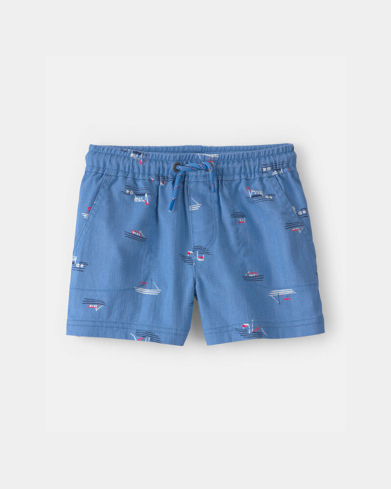 Toddler Boy Sailboat Twill Shorts - Blue, image 1 of 5 slides