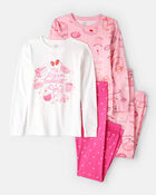 Girls Desserts 100% Cotton Snug Fit 4-Piece Pyjamas - Pink/White, image 1 of 5 slides