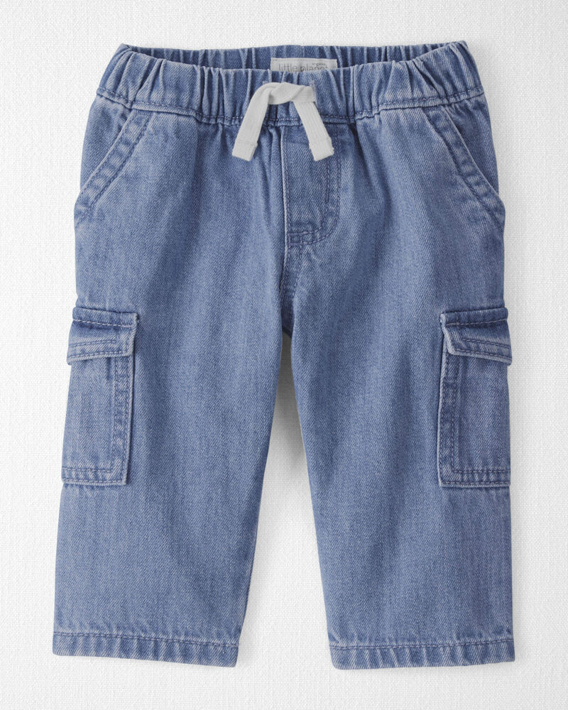 Baby Organic Cotton Denim Cargo Pants, image 1 of 6 slides