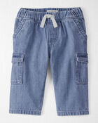 Baby Organic Cotton Denim Cargo Pants, image 1 of 6 slides