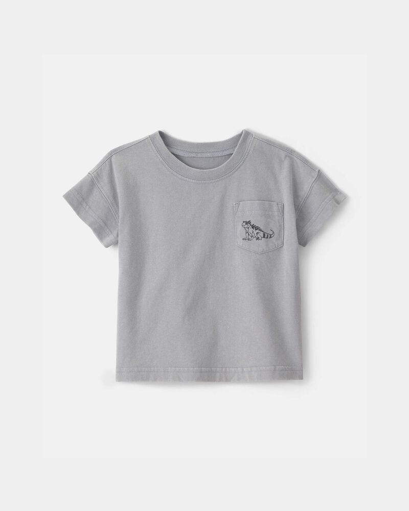 B&eacute;b&eacute; gar&ccedil;on - T-shirt &agrave; imprim&eacute; de l&eacute;zard sur la poche - Gris, image 1 sur 2 diapositives
