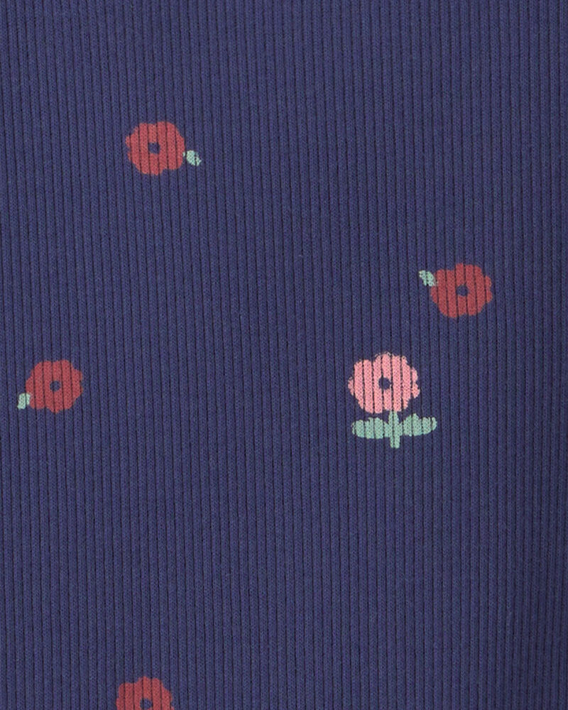 Toddler Girl Floral Long-Sleeve Top - Navy Blue, image 2 of 3 slides