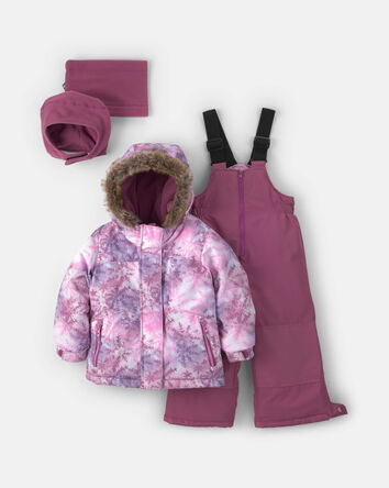 Toddler Girl 2 Piece Snowflake Snowsuit- Purple, 