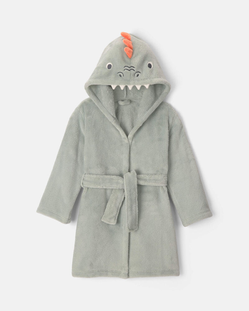 Toddler Dinosaur Hooded Fleece Robe - Green, image 1 of 3 slides