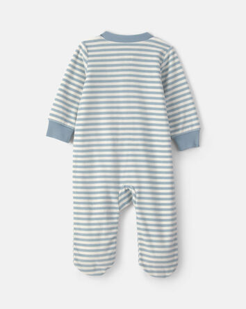 Baby Milk & Cookies Striped Fleece 2-Way Zip Sleepers - Blue, 