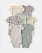 Baby 7-Pack Sheep Short-Sleeve Bodysuits - Green/Grey/Ivory, image 1 of 9 slides