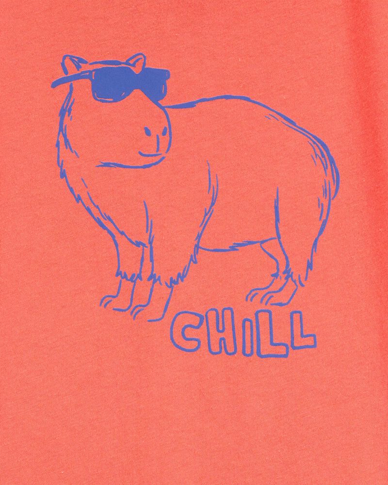 Tout-petit T-shirt à manches courtes imprimé de capybara - Rouge, image 2 sur 3 diapositives
