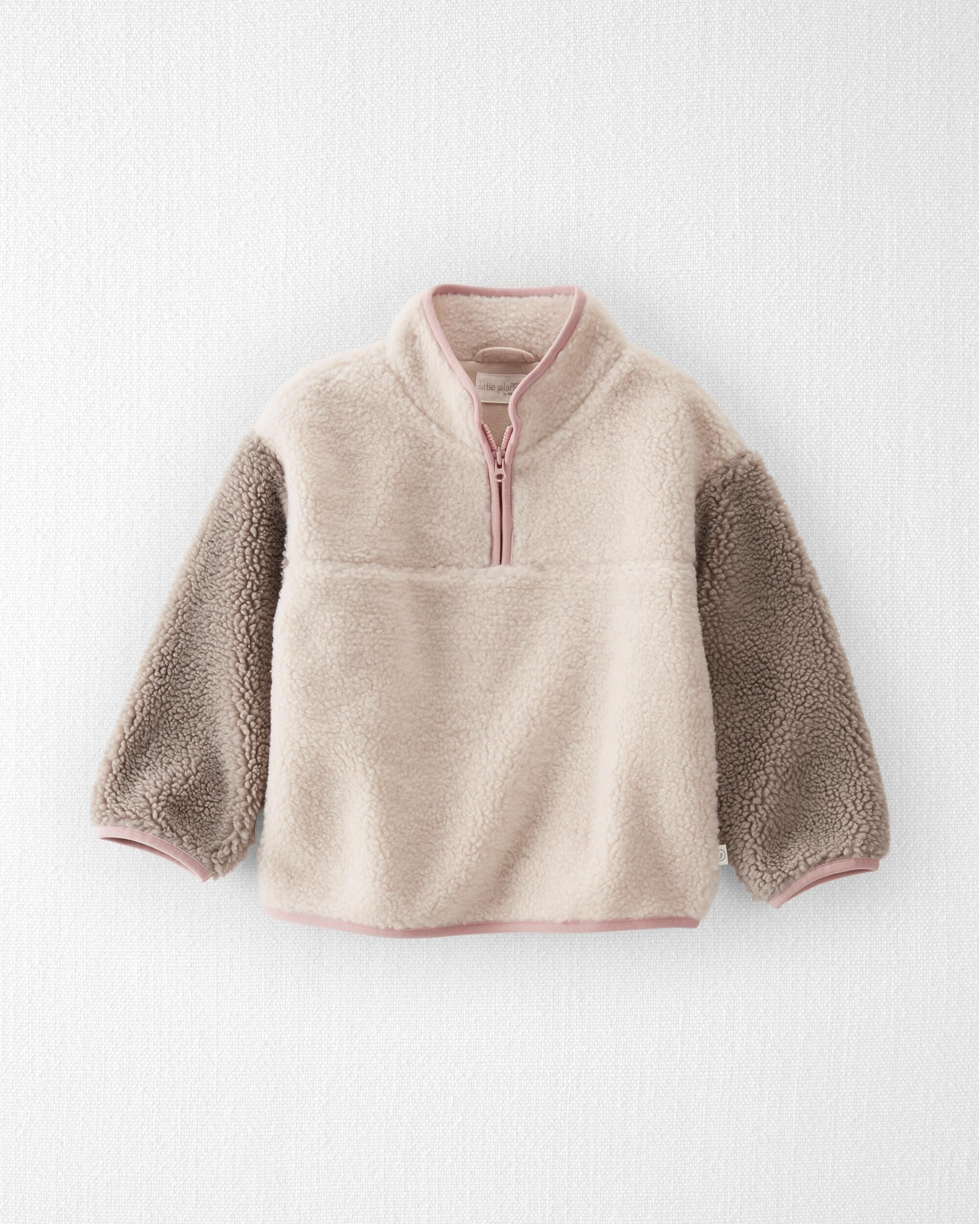 Washed Taupe Recycled Sherpa Quarter Zip Pullover Carter s