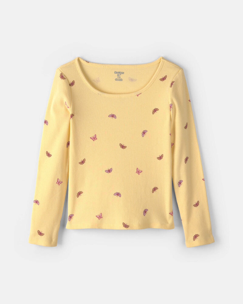 Girls Butterfly Long-Sleeve Top - Yellow, image 1 of 3 slides