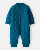 Baby Boy Quilted Long-Sleeve Jumpsuit - Blue, image 1 of 5 slides