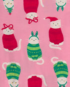 Filles - Pyjama ajust&eacute; 2 pi&egrave;ces &agrave; motif chats en chandails de No&euml;l &ndash; Rose, image 2 sur 2 diapositives
