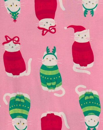 Filles - Pyjama ajust&eacute; 2 pi&egrave;ces &agrave; motif chats en chandails de No&euml;l &ndash; Rose, 