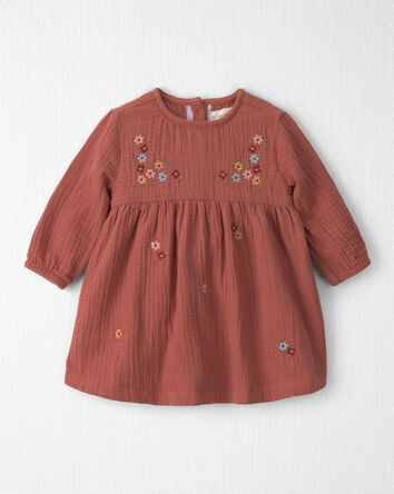 B&eacute;b&eacute; fille - Robe brod&eacute; en gaze de coton biologique, 
