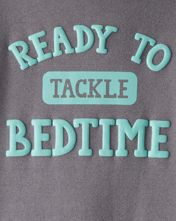 Tout-petit garçon - Pyjamas à manches longues 4 pièces en coton 100 % avec imprimé de football - Bleu, 