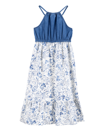 Kid Chambray Floral Print Dress, 