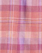 Kid Pink Plaid Button-Front Shirt, image 2 of 3 slides