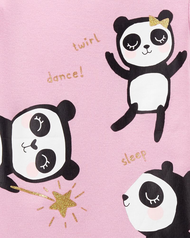 Pyjama 4 pièces en coton ajusté à panda, image 2 sur 3 diapositives