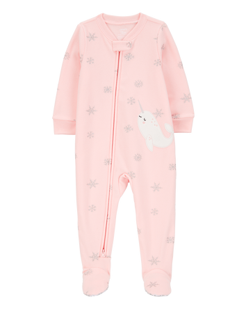 Toddler 1-Piece Narwhal Fleece Footie Pyjamas, 