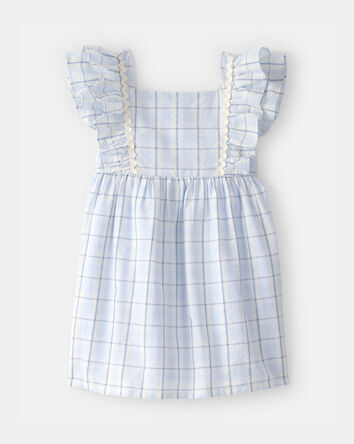 Toddler Girl Ruffle-Sleeve Plaid Dress - Blue, 