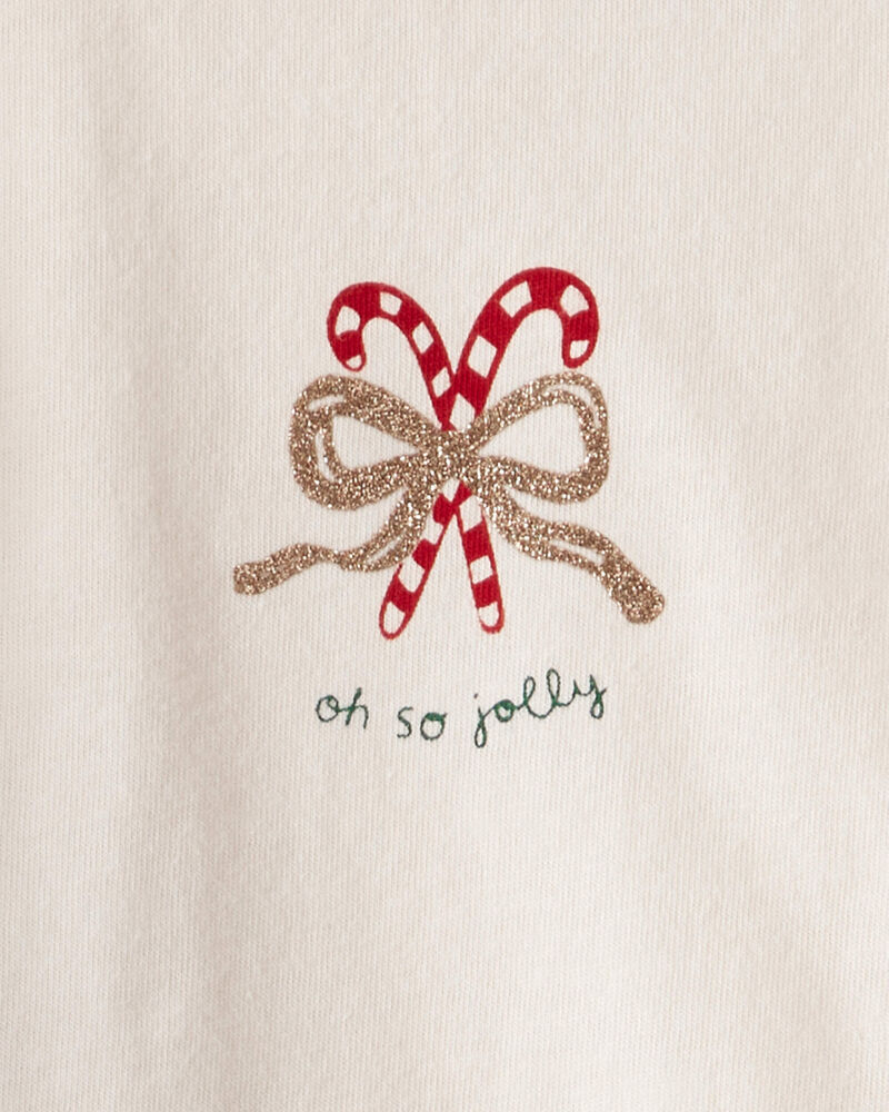 Baby Girl 2-Piece Candy Cane Ruffle Bodysuit & Pant Set - Cream/Red, image 3 of 5 slides