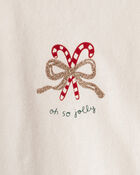 Baby Girl 2-Piece Candy Cane Ruffle Bodysuit & Pant Set - Cream/Red, image 3 of 5 slides