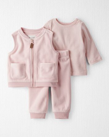 Baby Girl 3-Piece Recycled Polyester Set, 