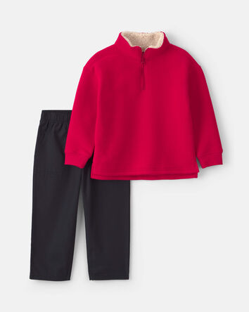 Baby Boy 2-Piece Fleece Pullover & Pant Set - Red/Grey, 