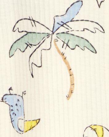 Baby Palm Tree Print 2-Way Zip Sleeper Pyjamas - Ivory, 