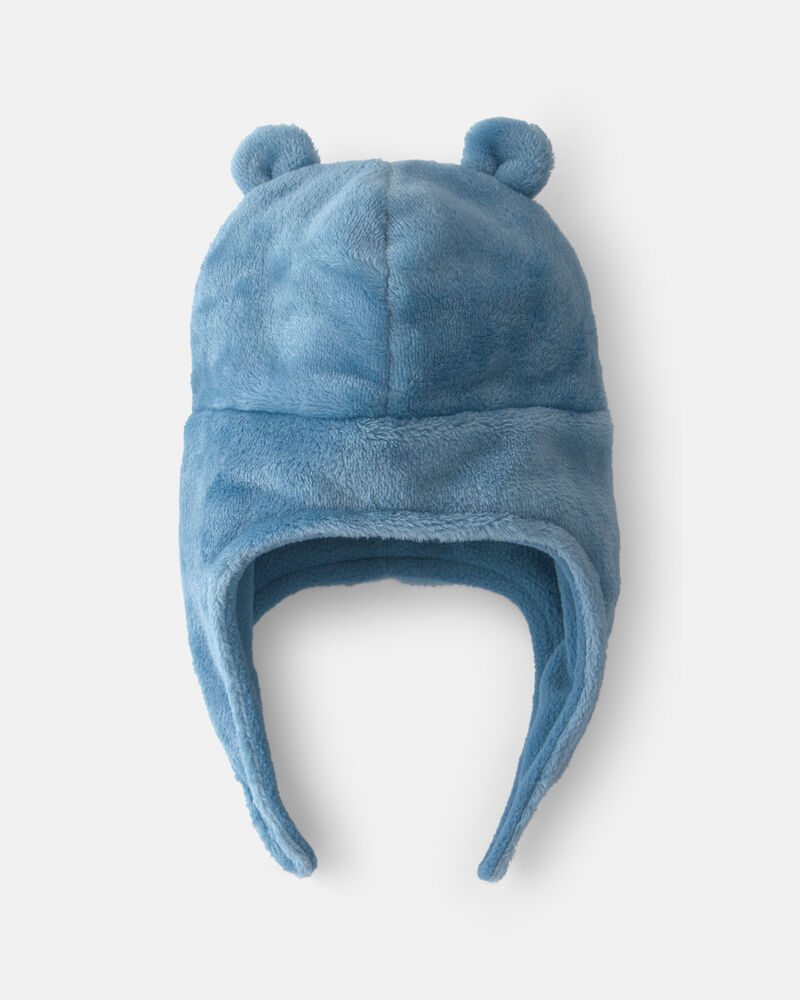 Boys Kombi Velboa Hat and Mitten Set - Blue, image 2 of 2 slides