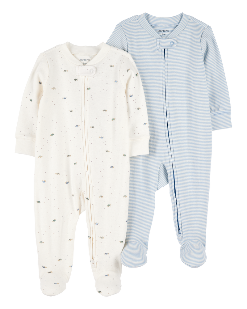 Baby 2-Pack 2-Way Zip Cotton Sleeper, image 1 of 4 slides