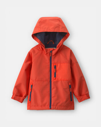Toddler Boy Solid Midweight Fleece Lined Jacket- Orange/Red, 