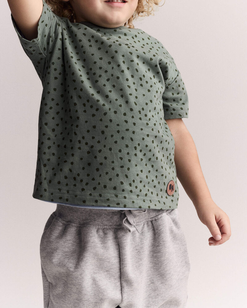 Toddler Relaxed Tee in Dot Print - Olive, image 1 of 6 slides