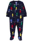 1-Piece Christmas Lights Fleece Footie Pyjamas, image 1 of 3 slides
