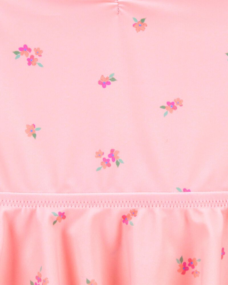 Toddler 1-Piece Floral Tutu Swimsuit - Pink, image 3 of 4 slides