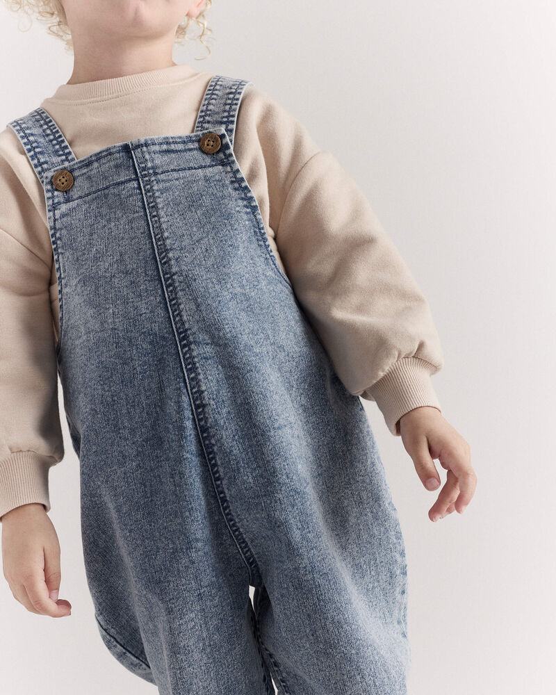 Toddler Avenue Wash Denim Overalls - Blue, image 2 of 7 slides
