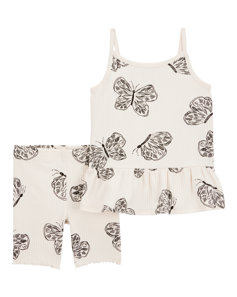 Toddler 2-Piece Butterfly Tank & Bike Short Set - Ivory, image 1 of 3 slides