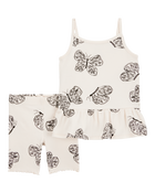 Toddler 2-Piece Butterfly Tank & Bike Short Set - Ivory, image 1 of 3 slides